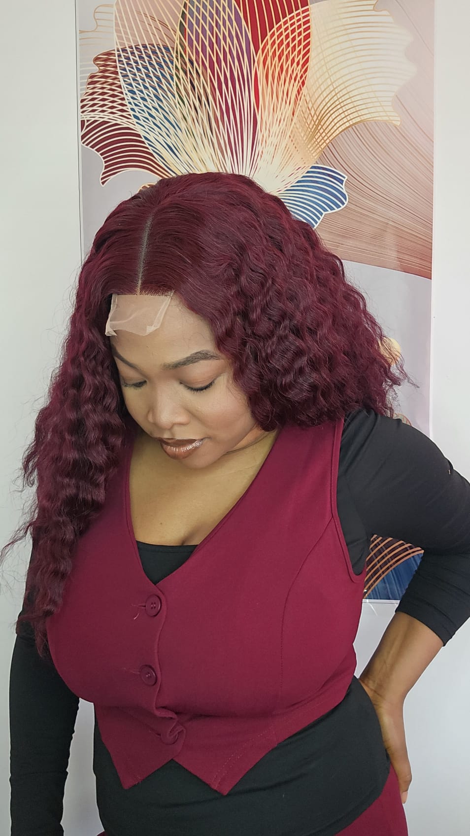 Burgundy deep wave sdd 2x4 closure