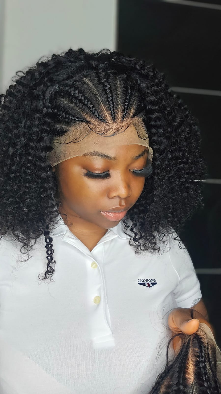 13x4 Lace Front Wig Deep Curl Braided Wigs Human Hair Wig