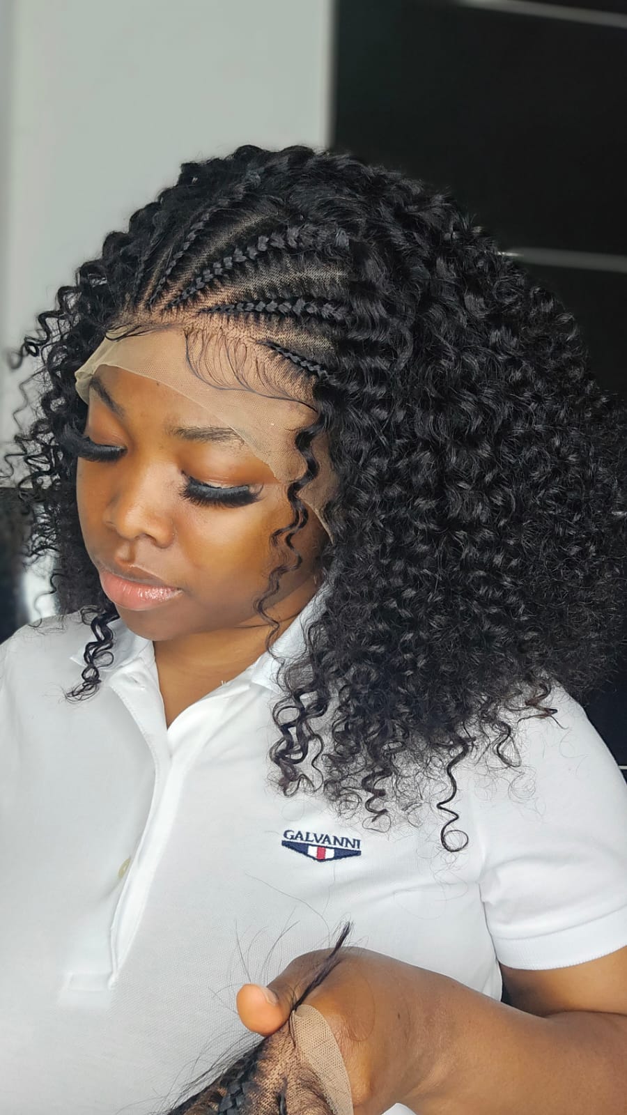 13x4 Lace Front Wig Deep Curl Braided Wigs Human Hair Wig