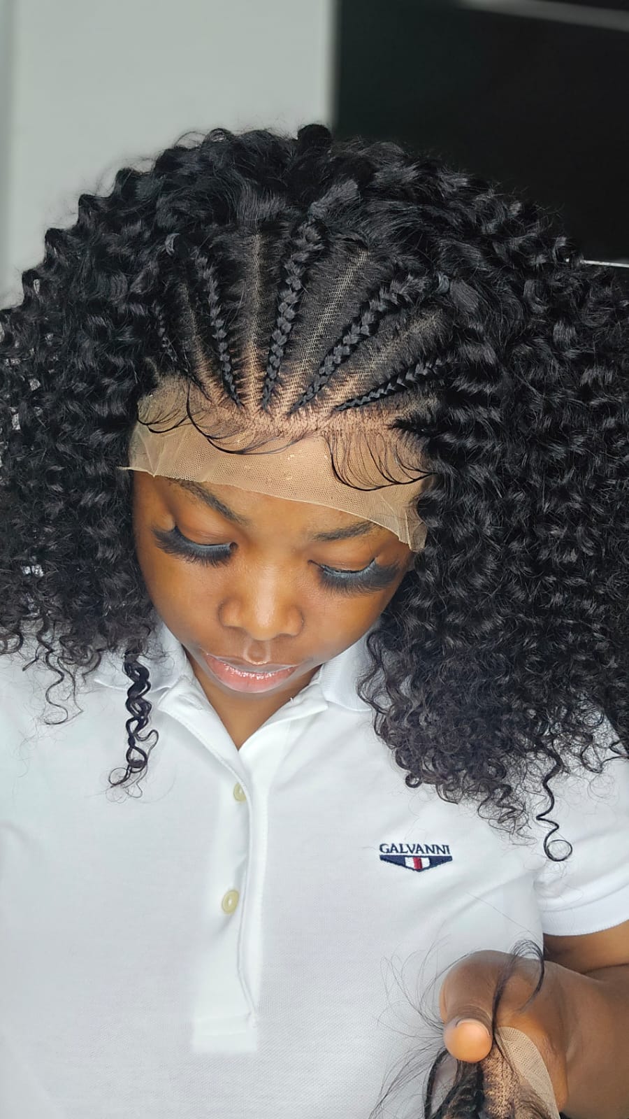 13x4 Lace Front Wig Deep Curl Braided Wigs Human Hair Wig