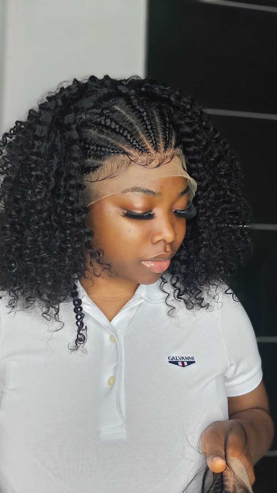 13x4 Lace Front Wig Deep Curl Braided Wigs Human Hair Wig