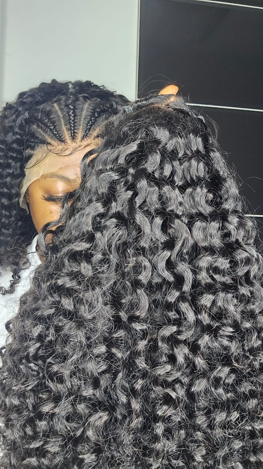 13x4 Lace Front Wig Deep Curl Braided Wigs Human Hair Wig