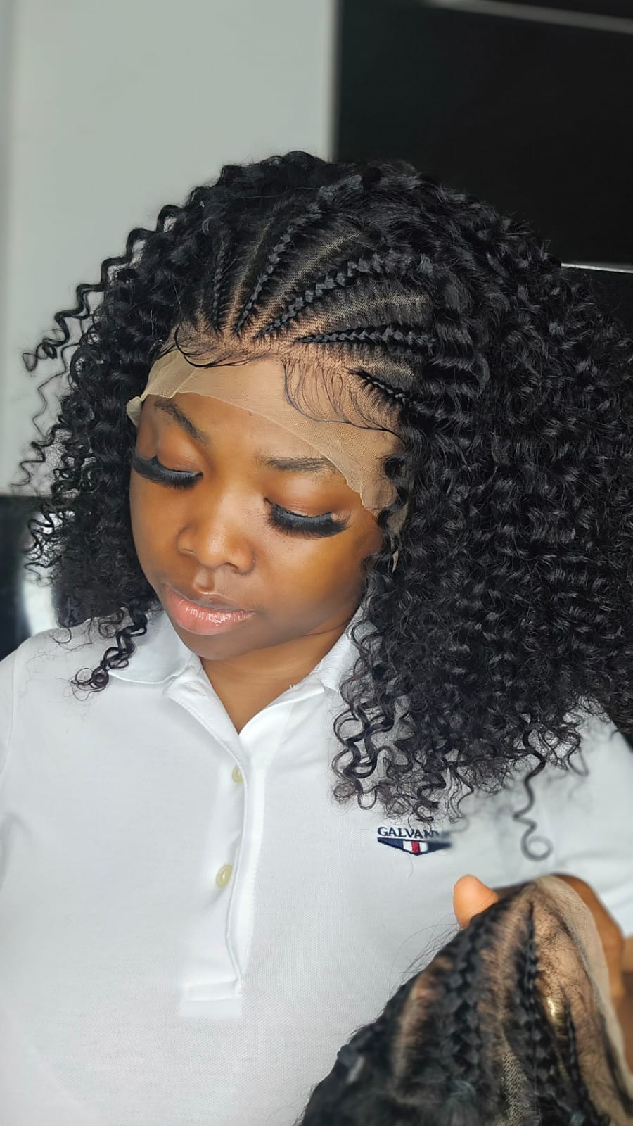 13x4 Lace Front Wig Deep Curl Braided Wigs Human Hair Wig