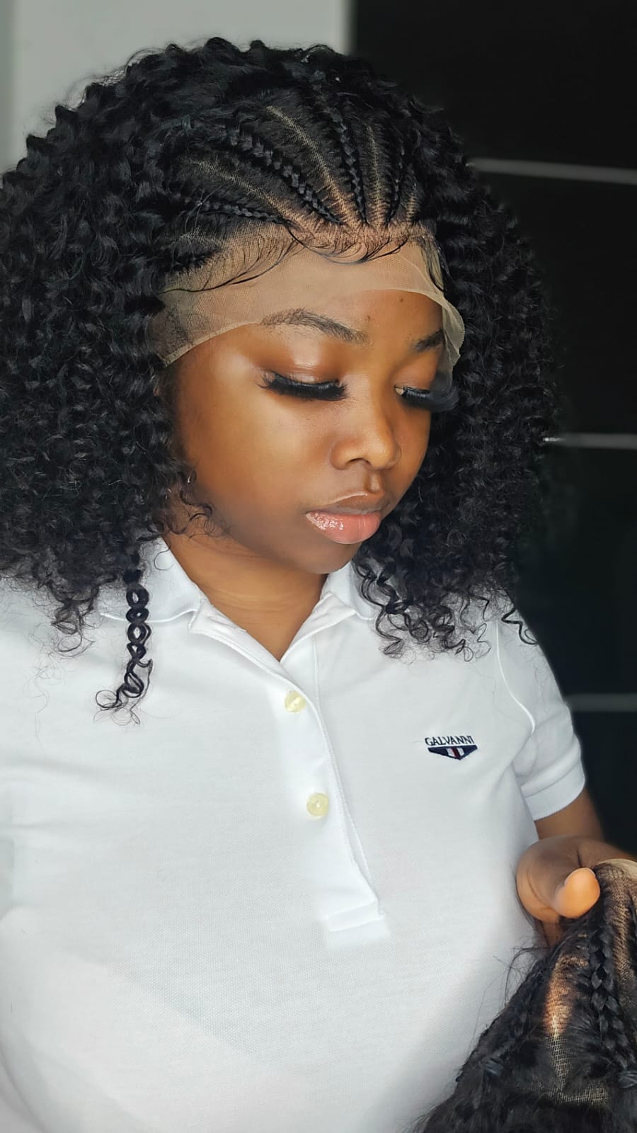 13x4 Lace Front Wig Deep Curl Braided Wigs Human Hair Wig