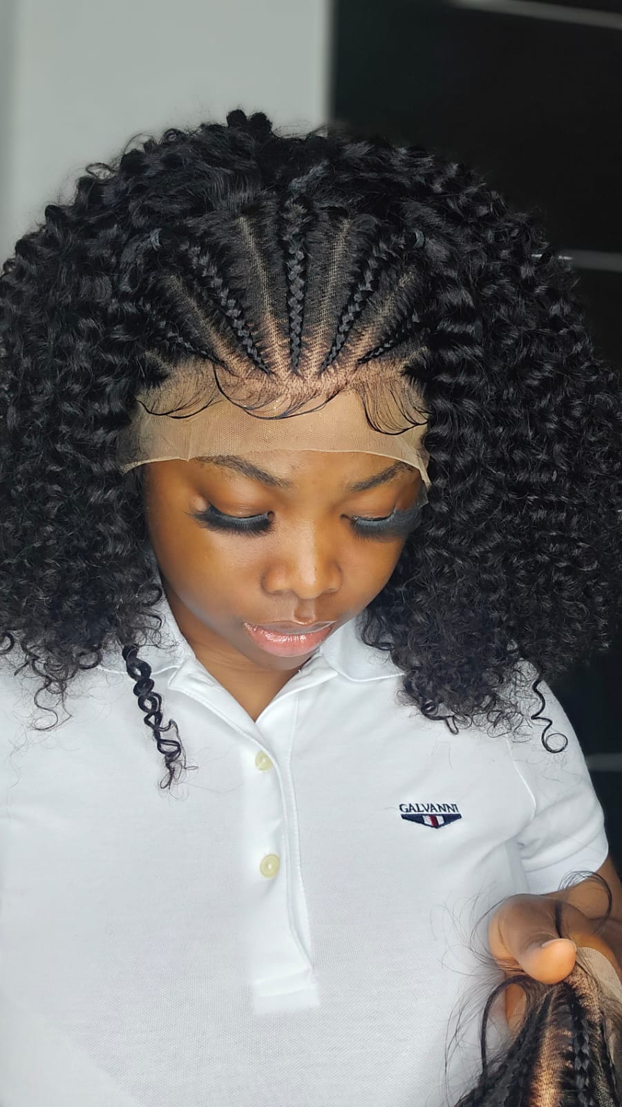 13x4 Lace Front Wig Deep Curl Braided Wigs Human Hair Wig