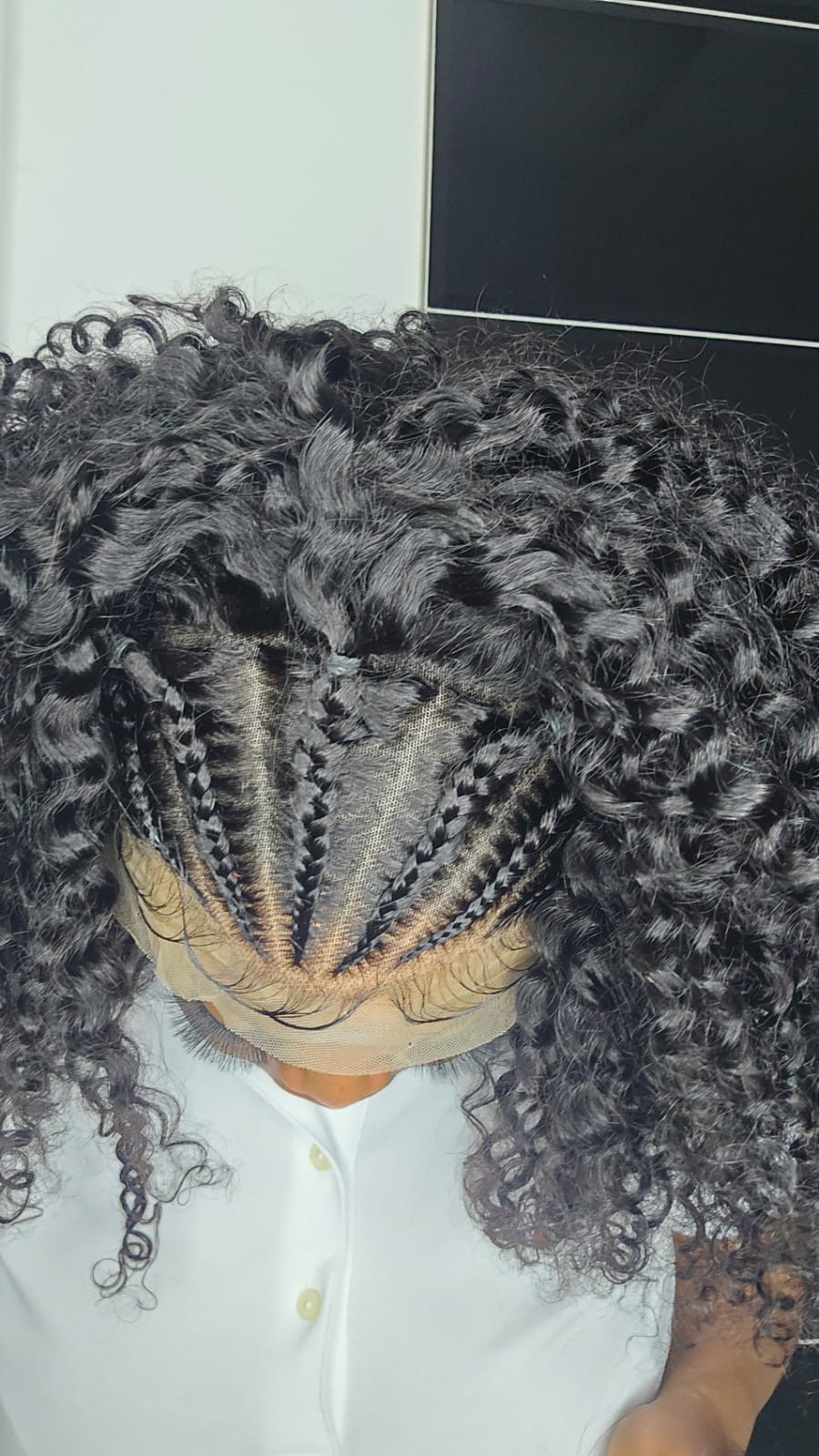 13x4 Lace Front Wig Deep Curl Braided Wigs Human Hair Wig