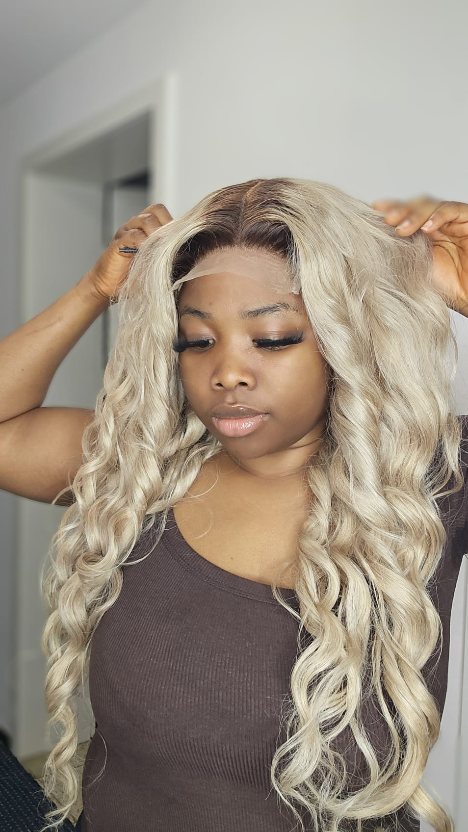 Brazilian HD Transparent lace Highlight colored blonde body wave with 5x5 closure