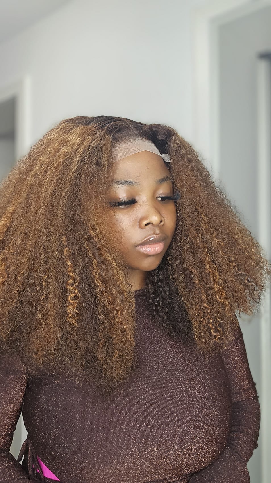5x5 transparent lace color pixie curly wigs