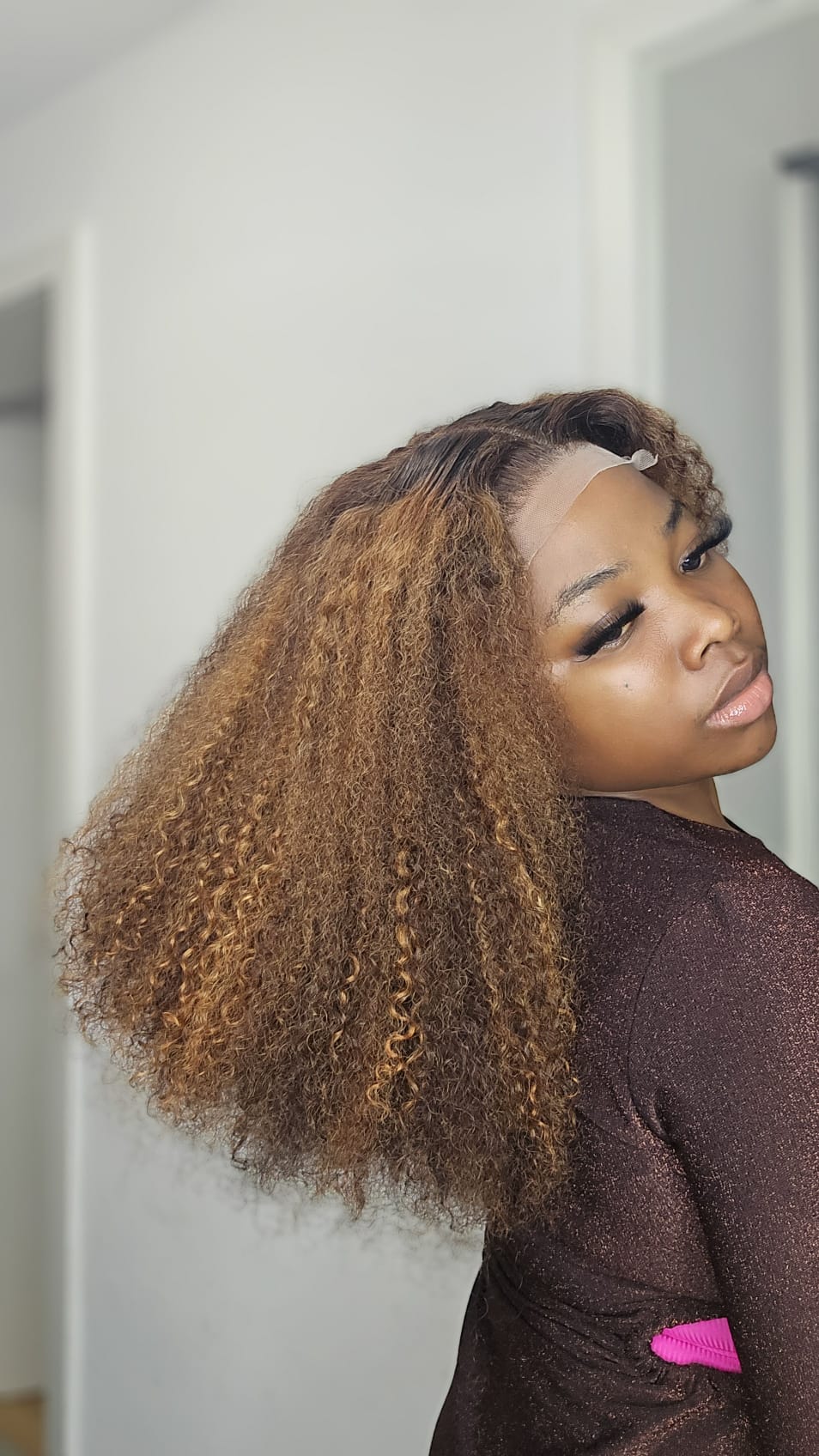 5x5 transparent lace color pixie curly wigs