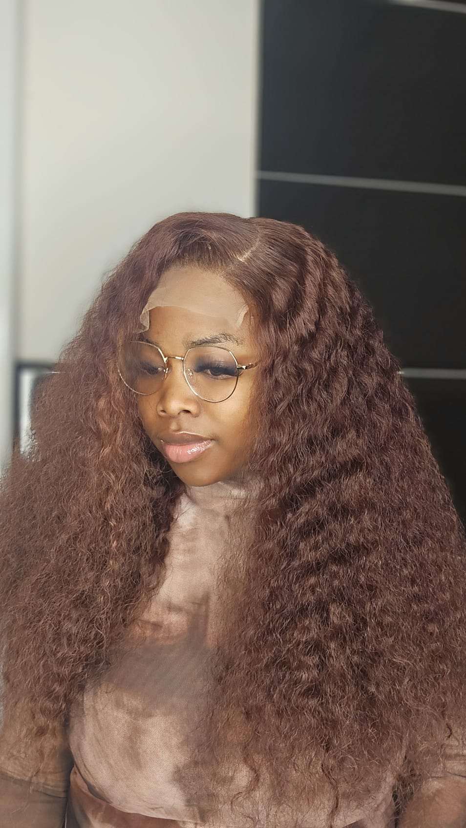 SDD human hair curly wig HD glueless lace piano