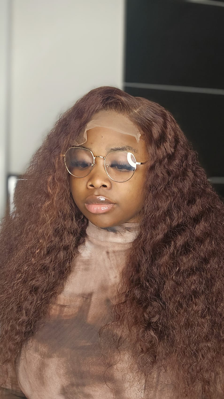 SDD human hair curly wig HD glueless lace piano