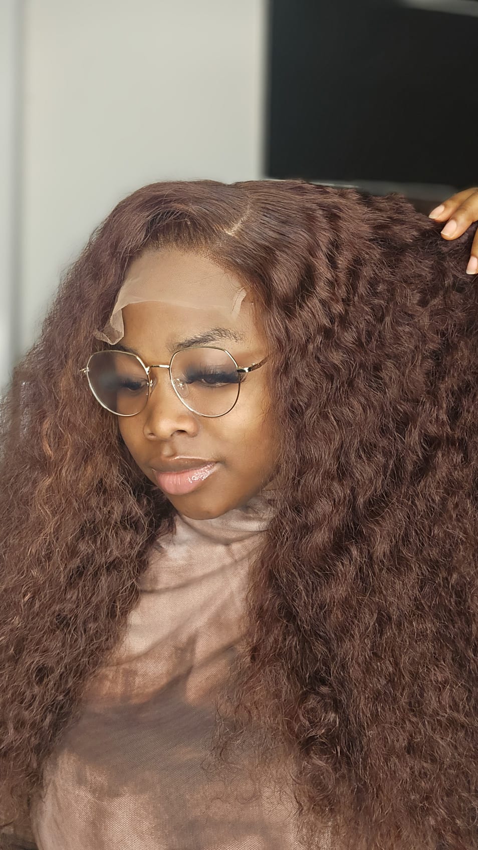 SDD human hair curly wig HD glueless lace piano