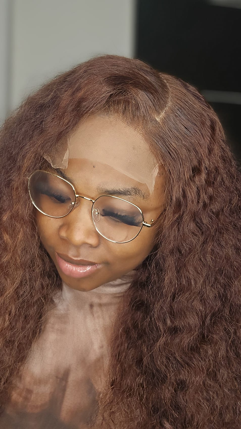 SDD human hair curly wig HD glueless lace piano