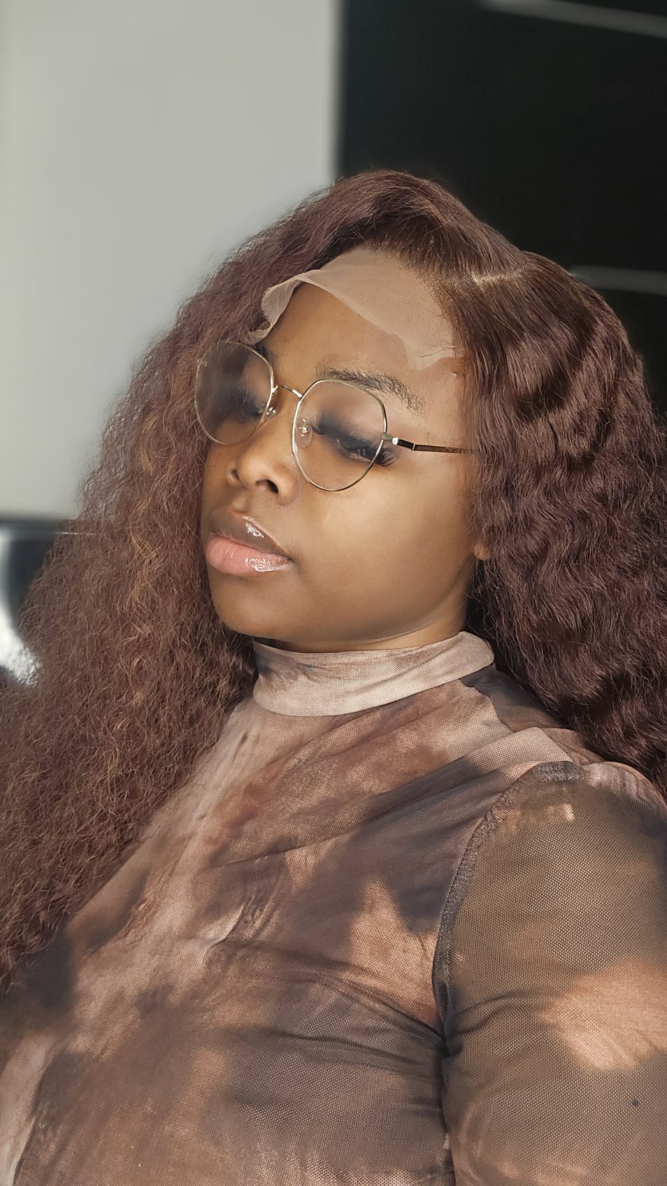 SDD human hair curly wig HD glueless lace piano