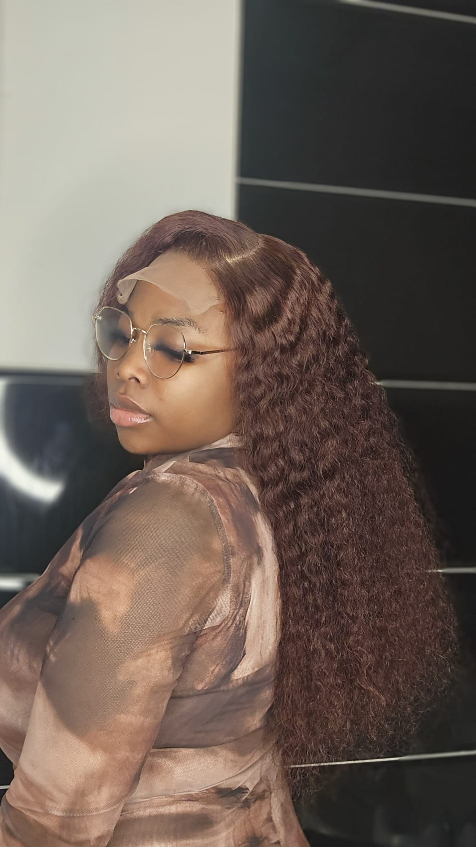 SDD human hair curly wig HD glueless lace piano