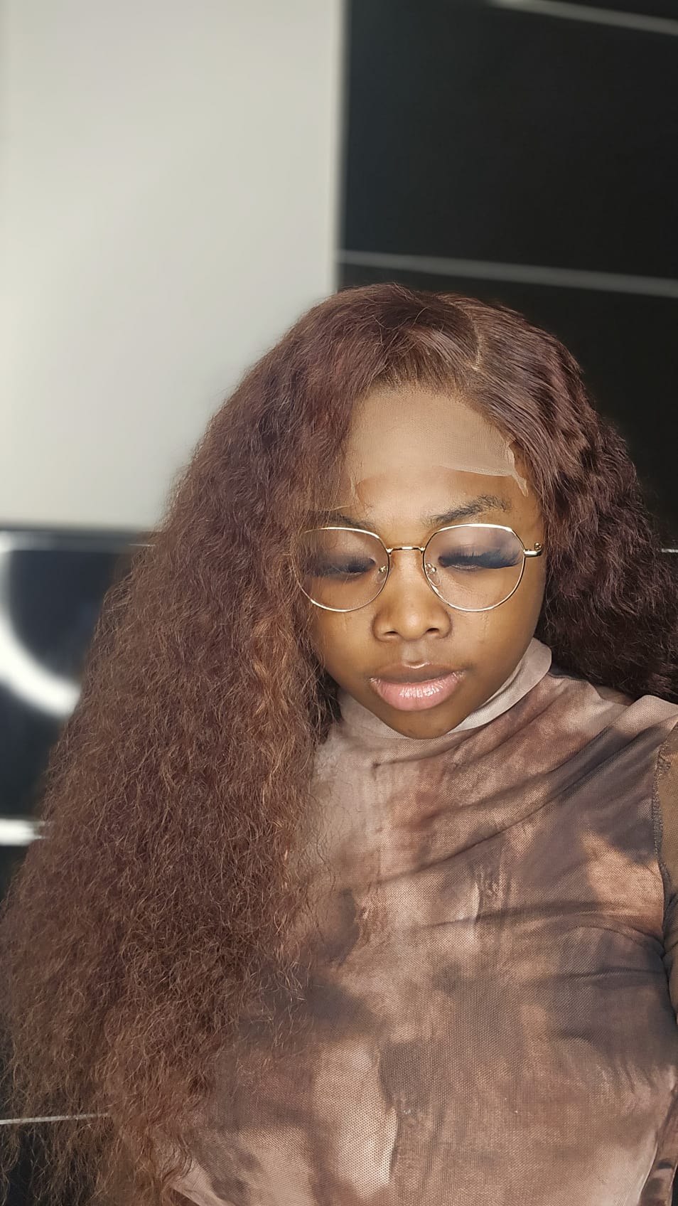 SDD human hair curly wig HD glueless lace piano